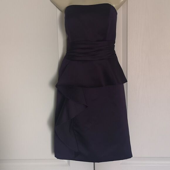 David Bridal Ladies Strapless Ruffle Mini  Dress 6 Purple - Picture 2 of 16